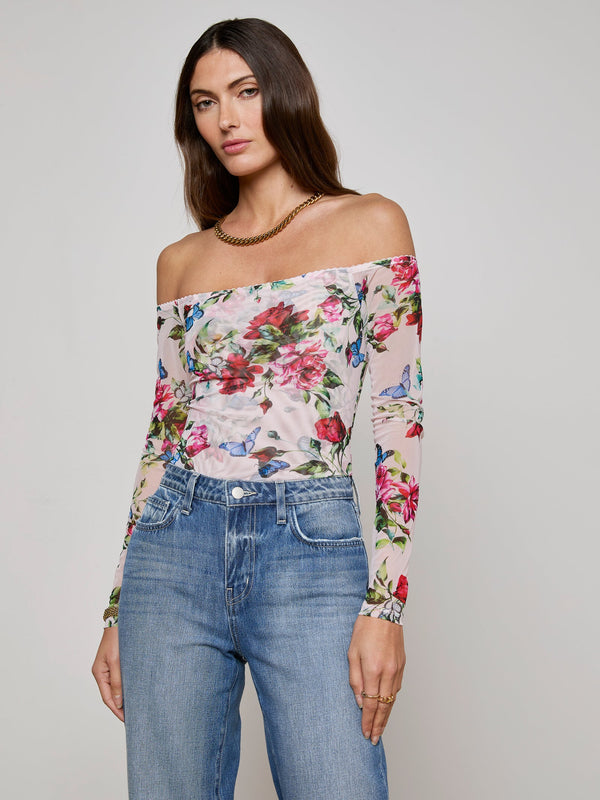 L’agence - Peonie Off-The-Shoulder Bodysuit - Light Pink Multi Femme Rose