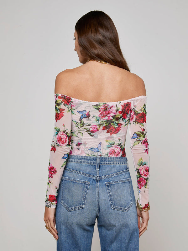 L’agence - Peonie Off-The-Shoulder Bodysuit - Light Pink Multi Femme Rose