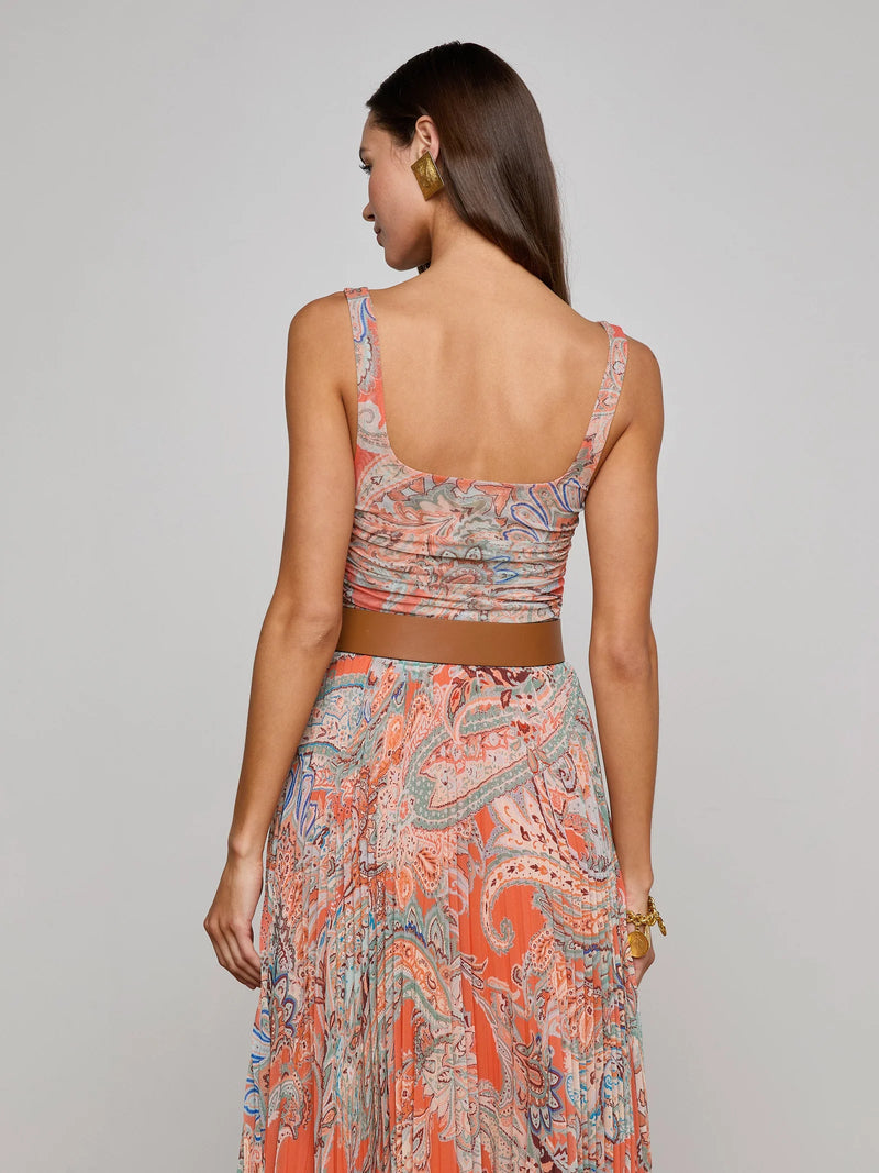 L'agence - Rasha Mesh Paisley Tank - Orange/Light Blue Traditional Paisley