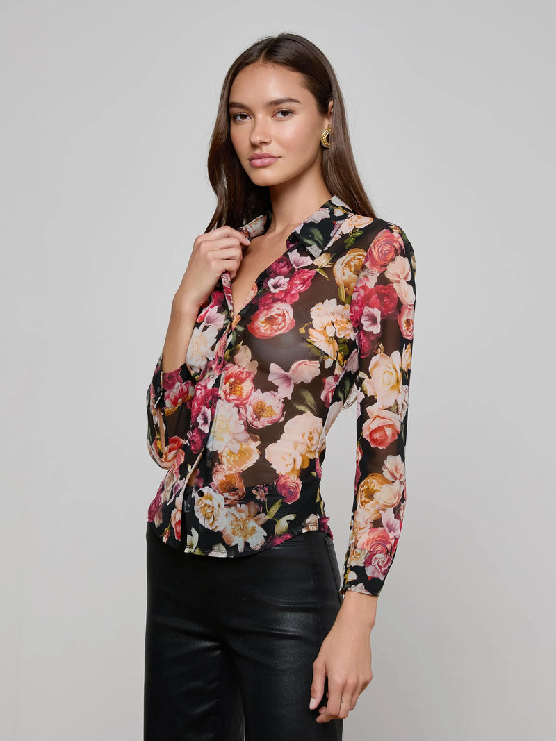 L'agence - Indiana Mesh Blouse - Multi Cluster Floral