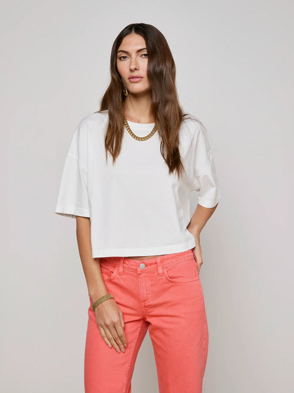 L'agence - Daria Oversized Cropped Tee - White