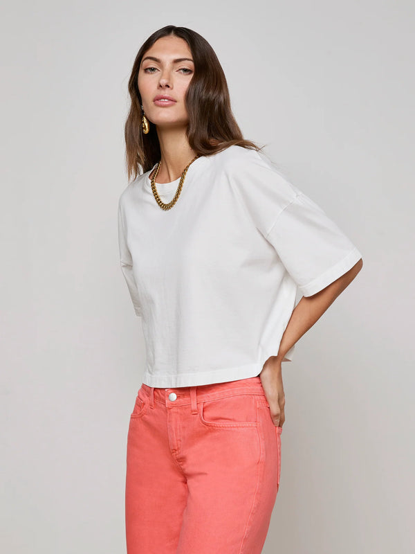 L'agence - Daria Oversized Cropped Tee - White