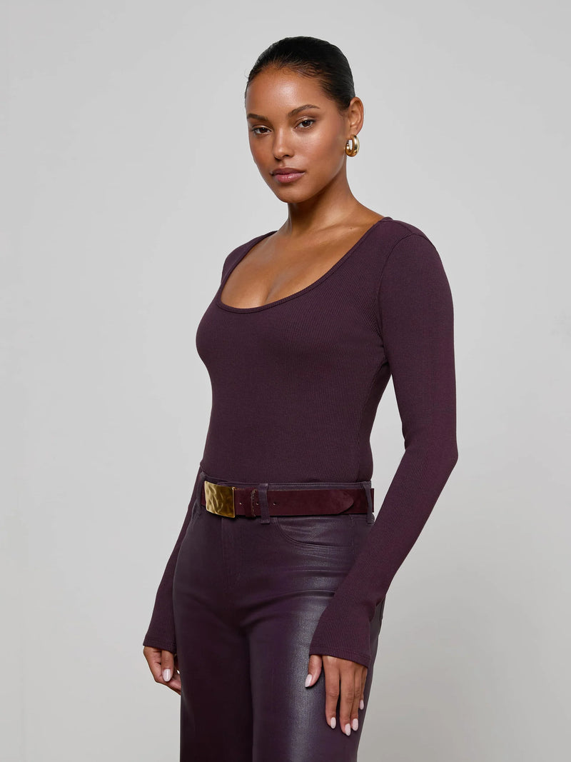 L'agence - Elara Scoopneck Bodysuit - Dark Malbec