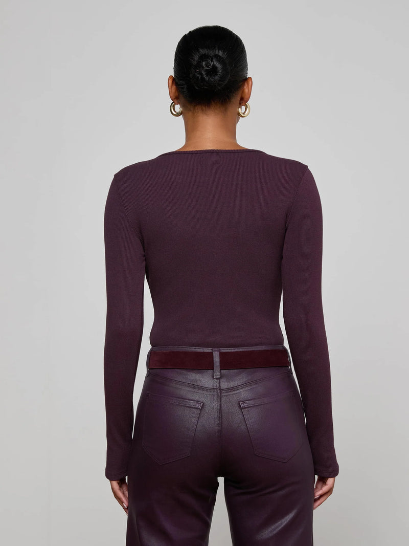 L'agence - Elara Scoopneck Bodysuit - Dark Malbec