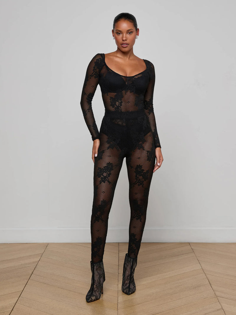 L'agence - Gwendolyn Mesh Knit Bodysuit - Black