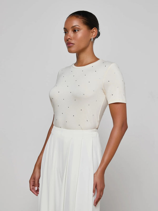 L’agence - Stormy Embellished Tee - Vintage White