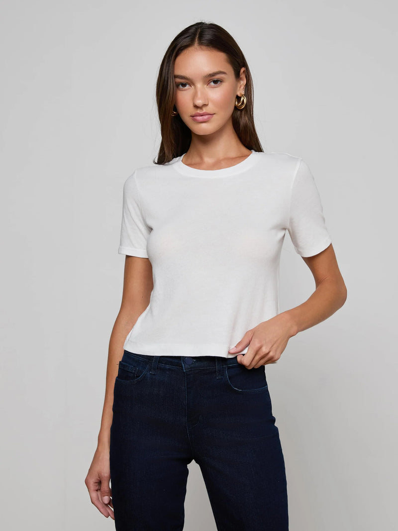 L'agence - Stormy Cropped Cotton Tee - White