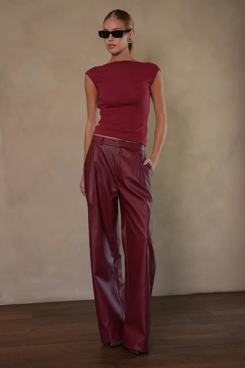 Parentezi - Milo Faux Leather Pant - Cherry Red