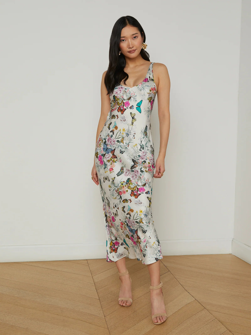 L'agence - Akiya Tank Dress - White Multi Chardonda Butterfly