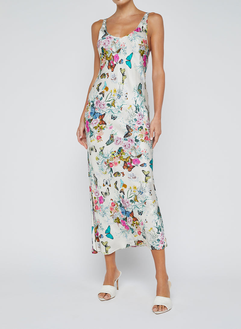 L'agence - Akiya Tank Dress - White Multi Chardonda Butterfly