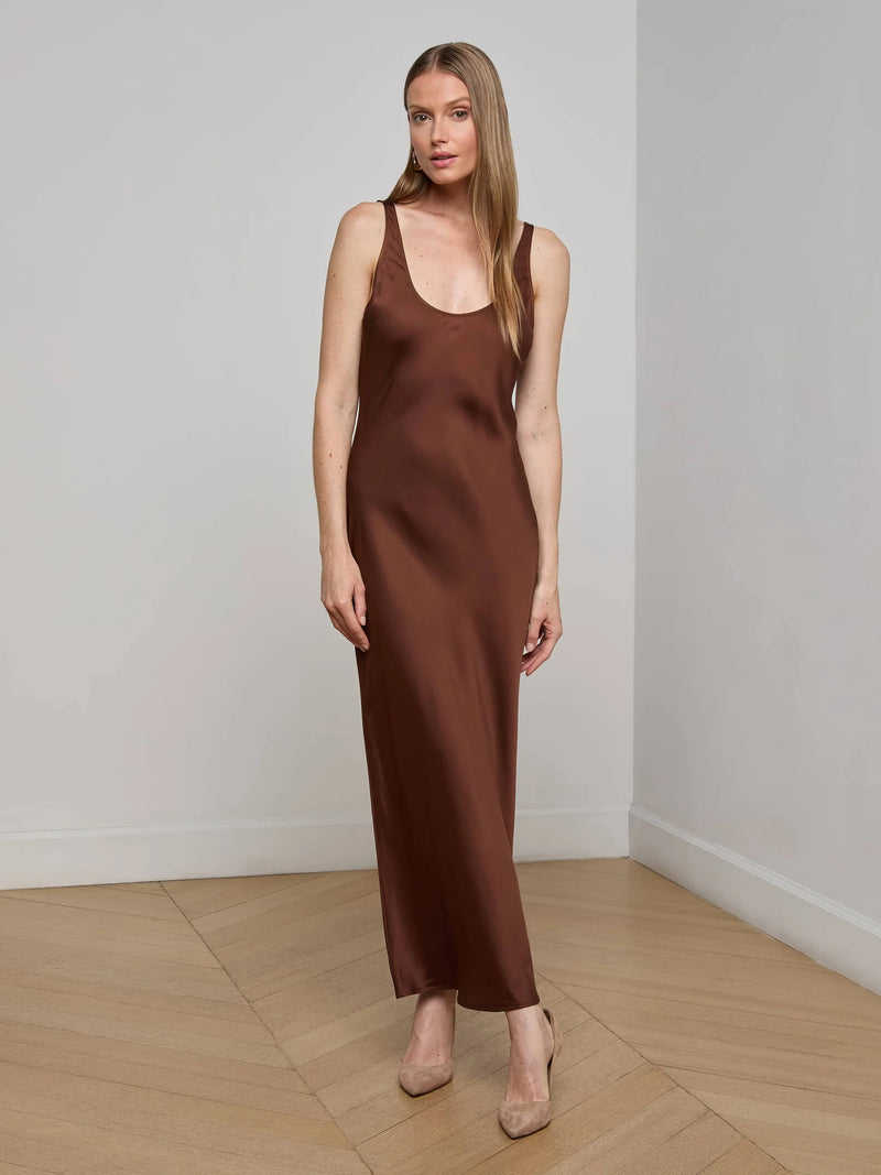 L'agence - Akiya Satin Maxi Dress - Hot Fudge