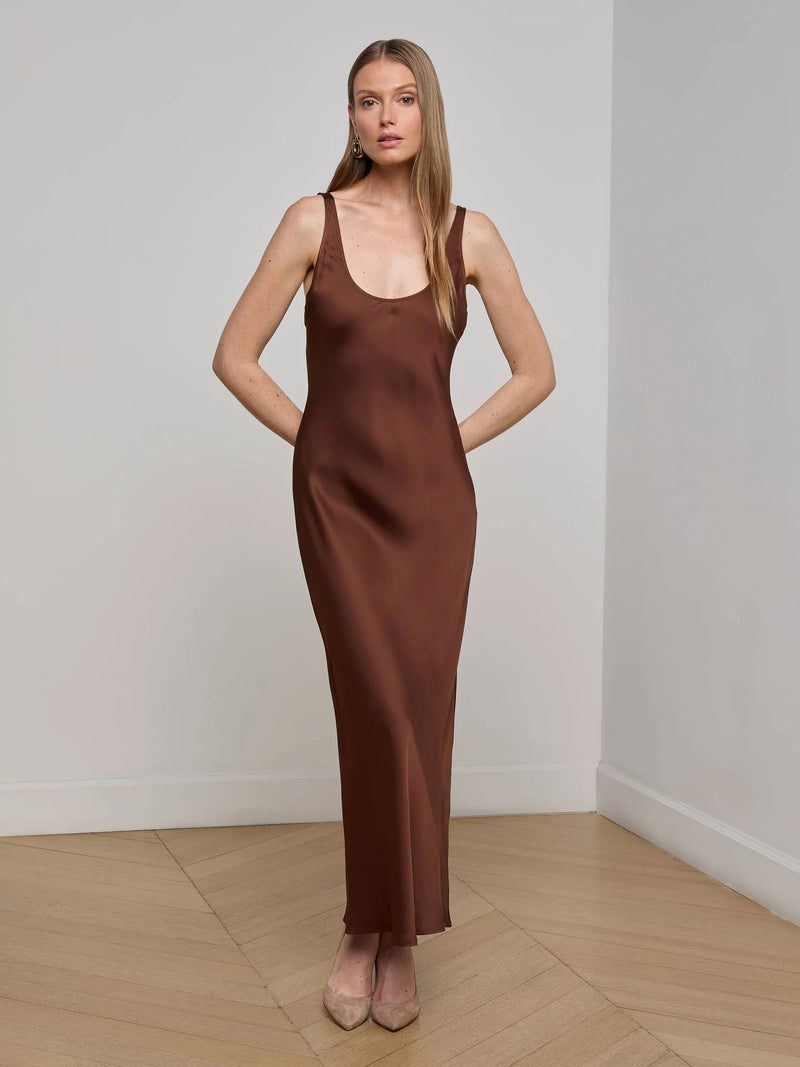 L'agence - Akiya Satin Maxi Dress - Hot Fudge