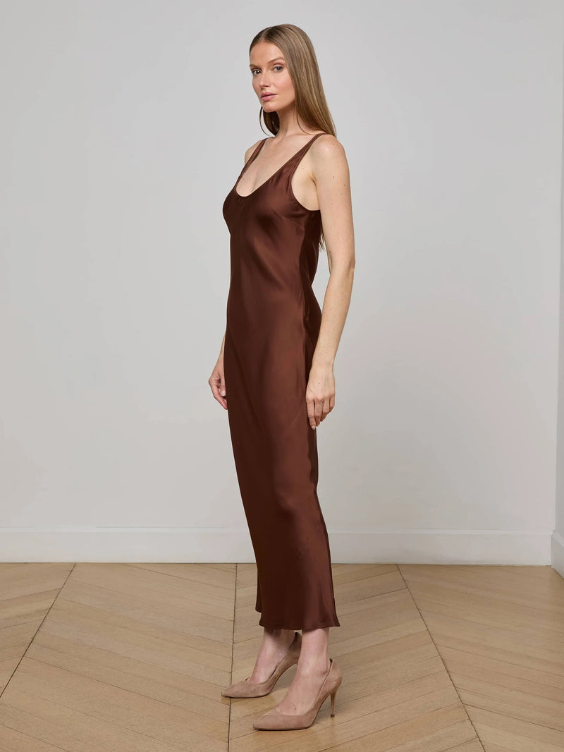 L'agence - Akiya Satin Maxi Dress - Hot Fudge