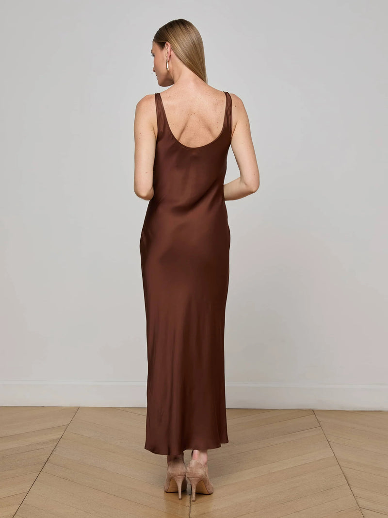 L'agence - Akiya Satin Maxi Dress - Hot Fudge