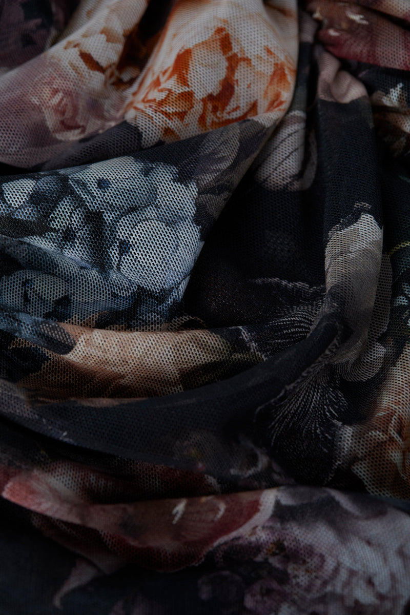 L’agence - Caprice Dress - Black Lack Multi Vintage Oil Flower