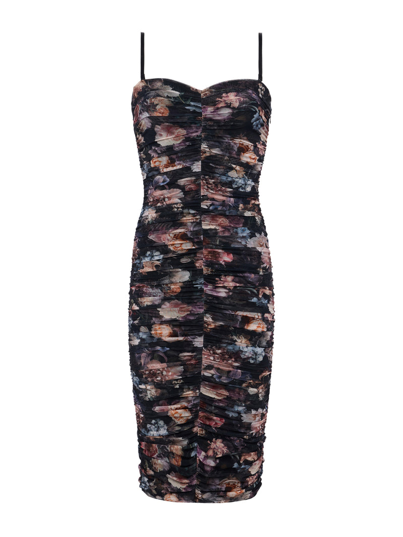 L’agence - Caprice Dress - Black Lack Multi Vintage Oil Flower