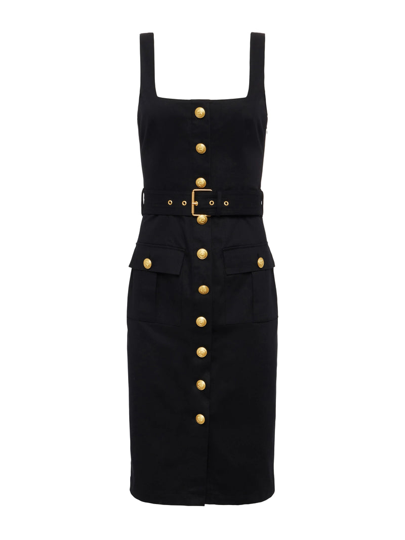 L’agence - Idy Button-Front Dress - Black/Gold