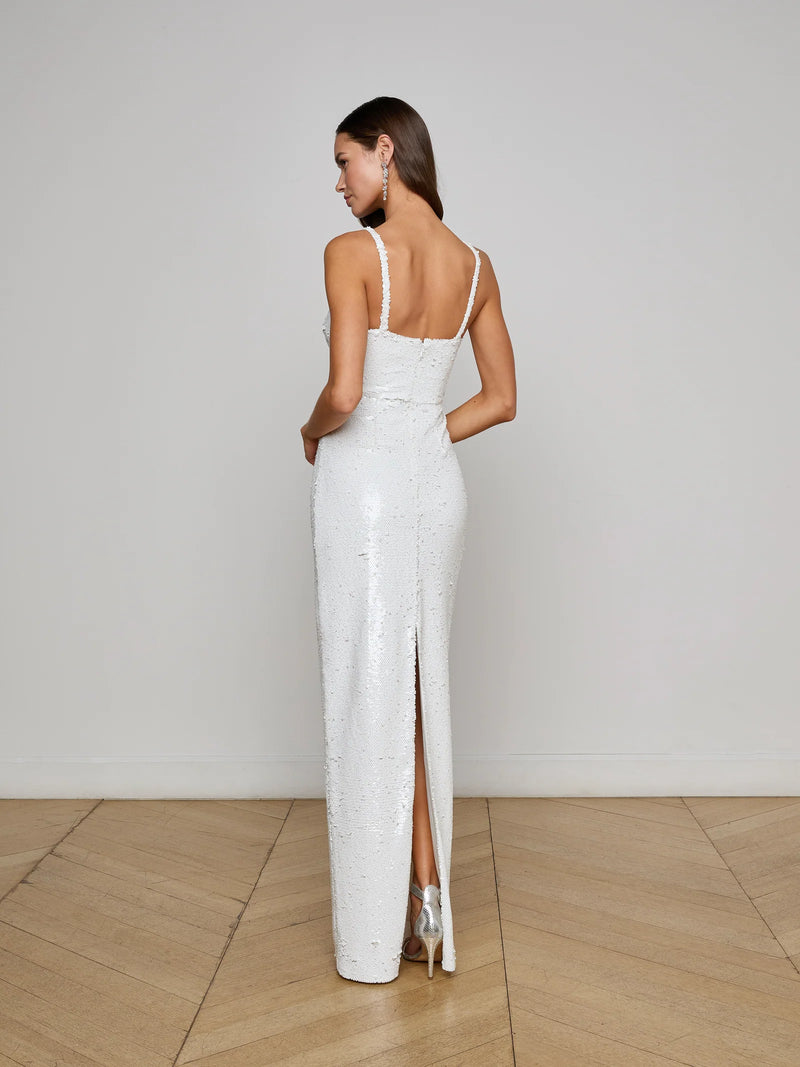 L'AGENCE Karma Sequin Maxi Dress In White Sequin L'AGENCE Karma Sequin Maxi Dress In White Sequin