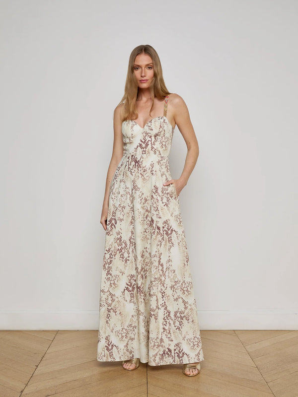 L’agence - Sutton Beaded Strap Maxi Dress - Light Sage Multi Desert Snake