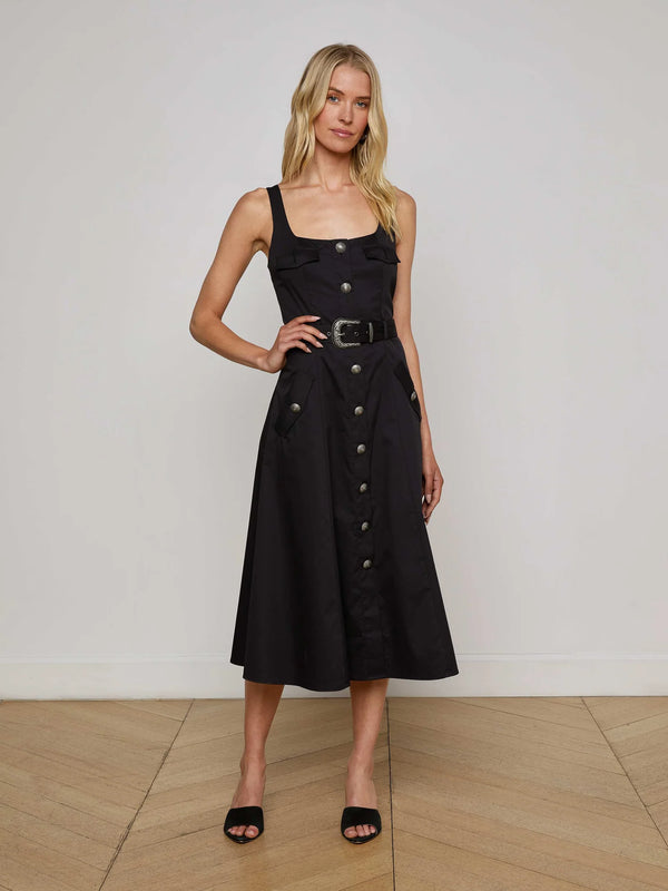 L'agence - Tazia Midi Dress - Black