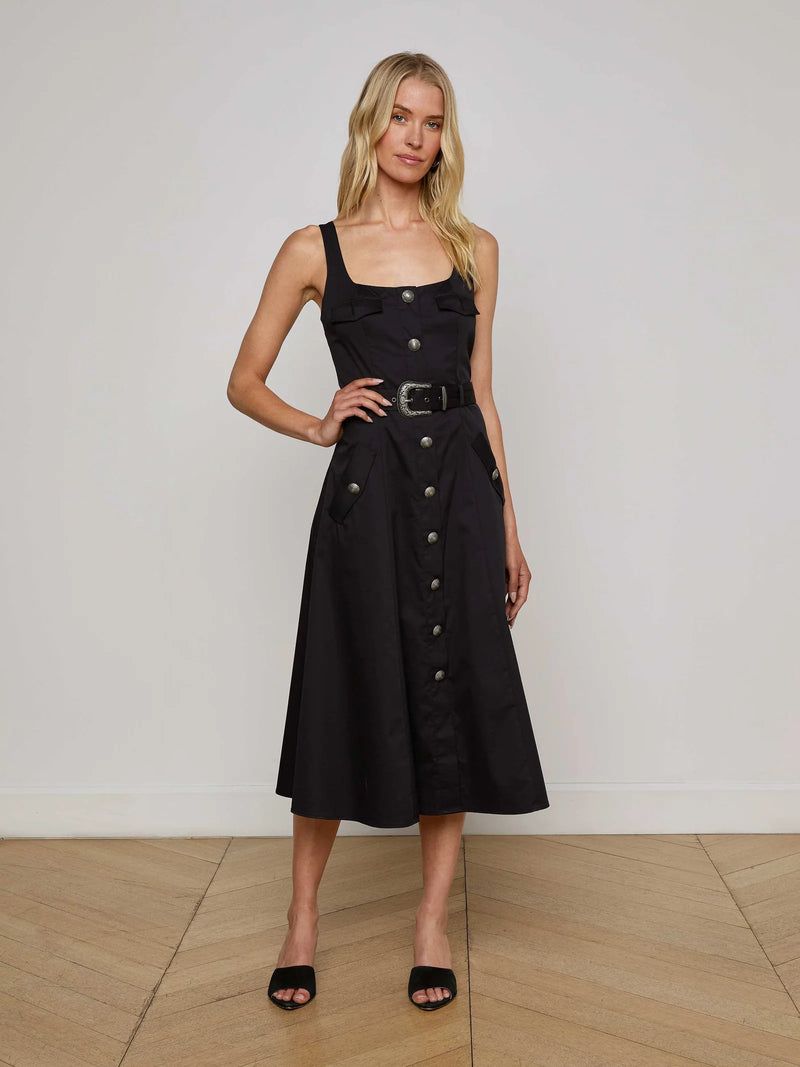 L'agence - Tazia Midi Dress - Black