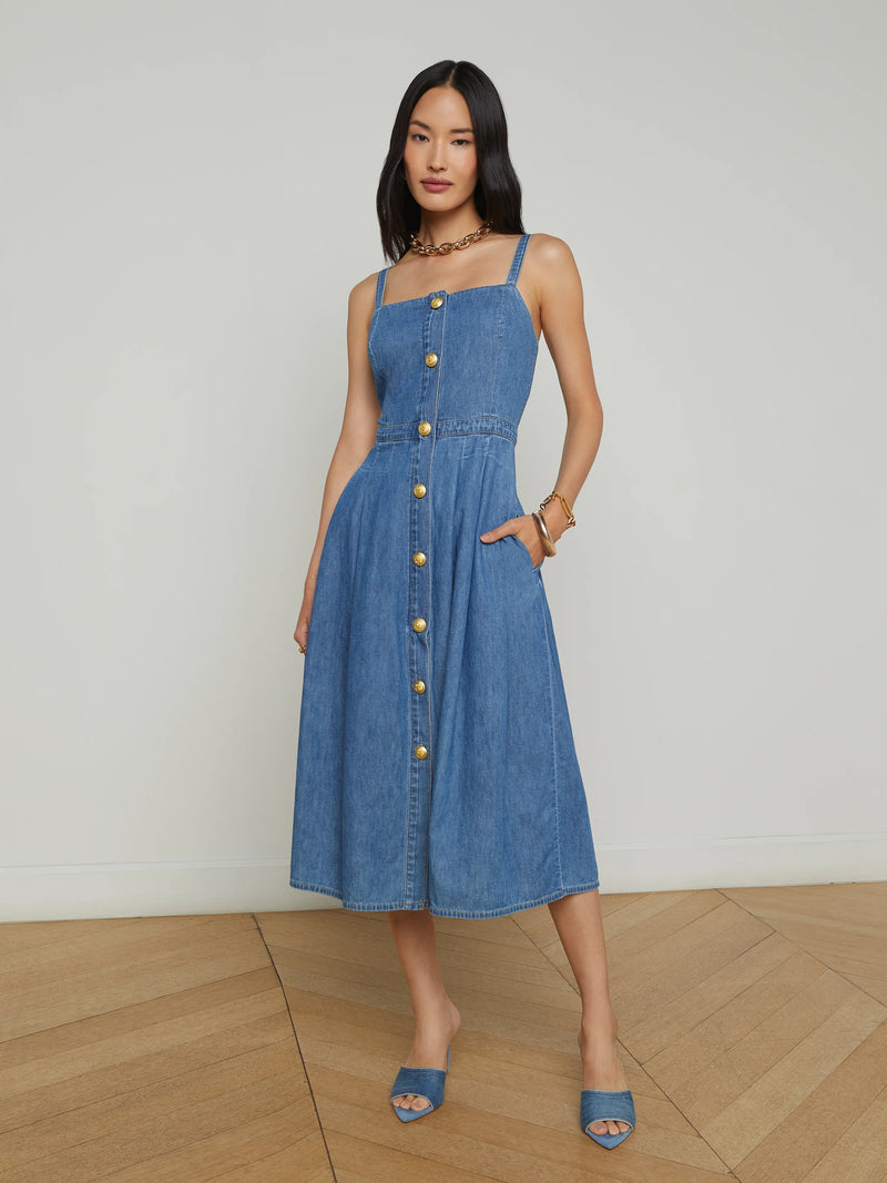 L'agence - Esmeralda Chambray Dress - Stokes L'agence - Esmeralda Chambray Dress - Stokes