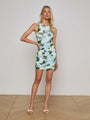 L'agence - Sallie Ruched Mini Dress - Ivory/Light Blue Large Hydrangea