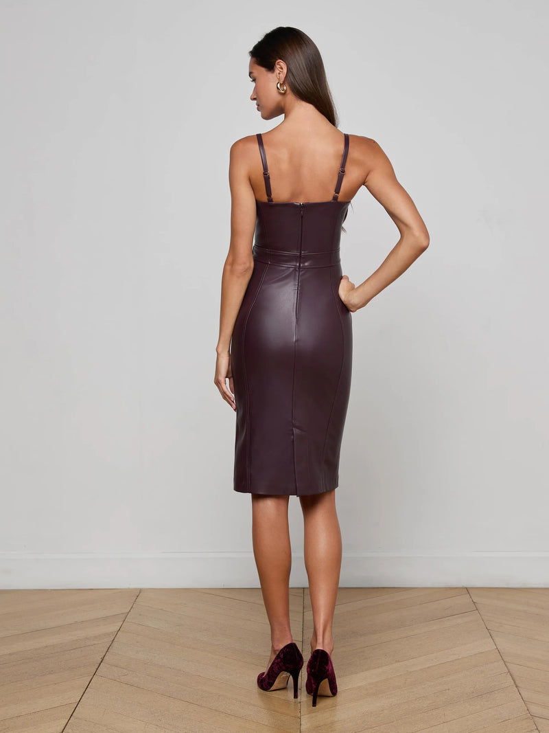 L'agence - Halia Vegan Leather Dress - Dark Malbec