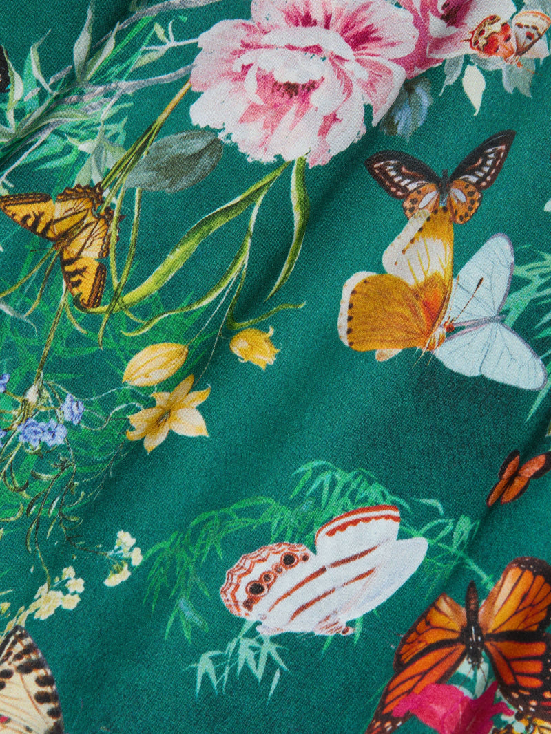 L’agence - Sayla Silk Gown - Bottle Green Multi Charonda Butterfly