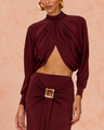 PatBO - Helo Jersey Long Sleeve Top - Brown