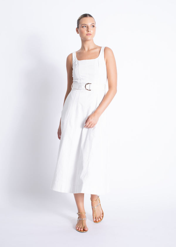 Karina Grimaldi - Liliana Denim Midi Dress - White