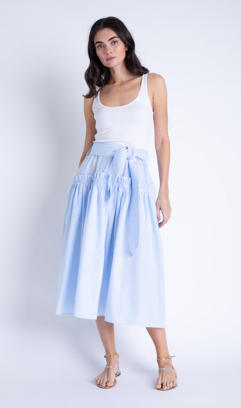 Karina Grimaldi - Kate Midi Dress - Sky Stripe Karina Grimaldi - Kate Midi Dress - Sky Stripe