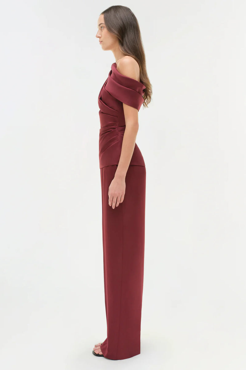 Simkhai - Kyra Satin Wide Leg Pant - Cranberry