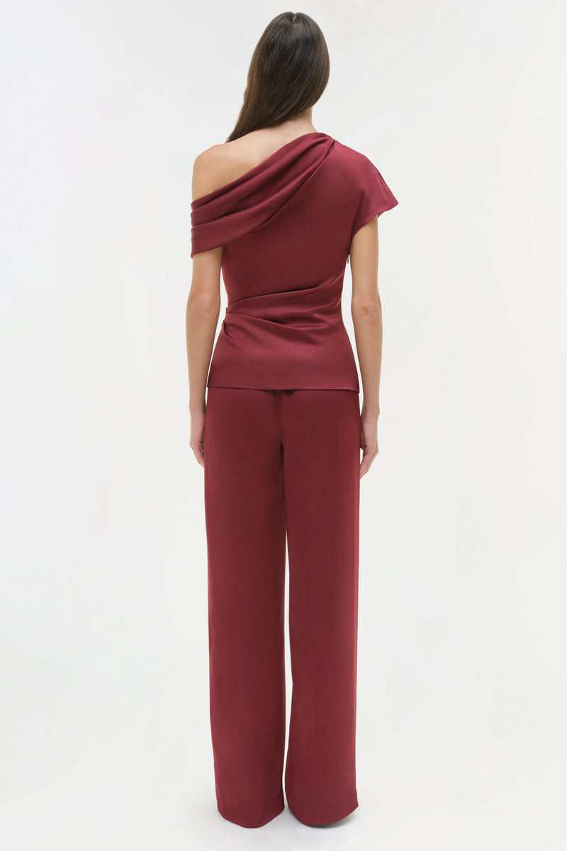 Simkhai - Phoebe Draped Satin Top - Cranberry