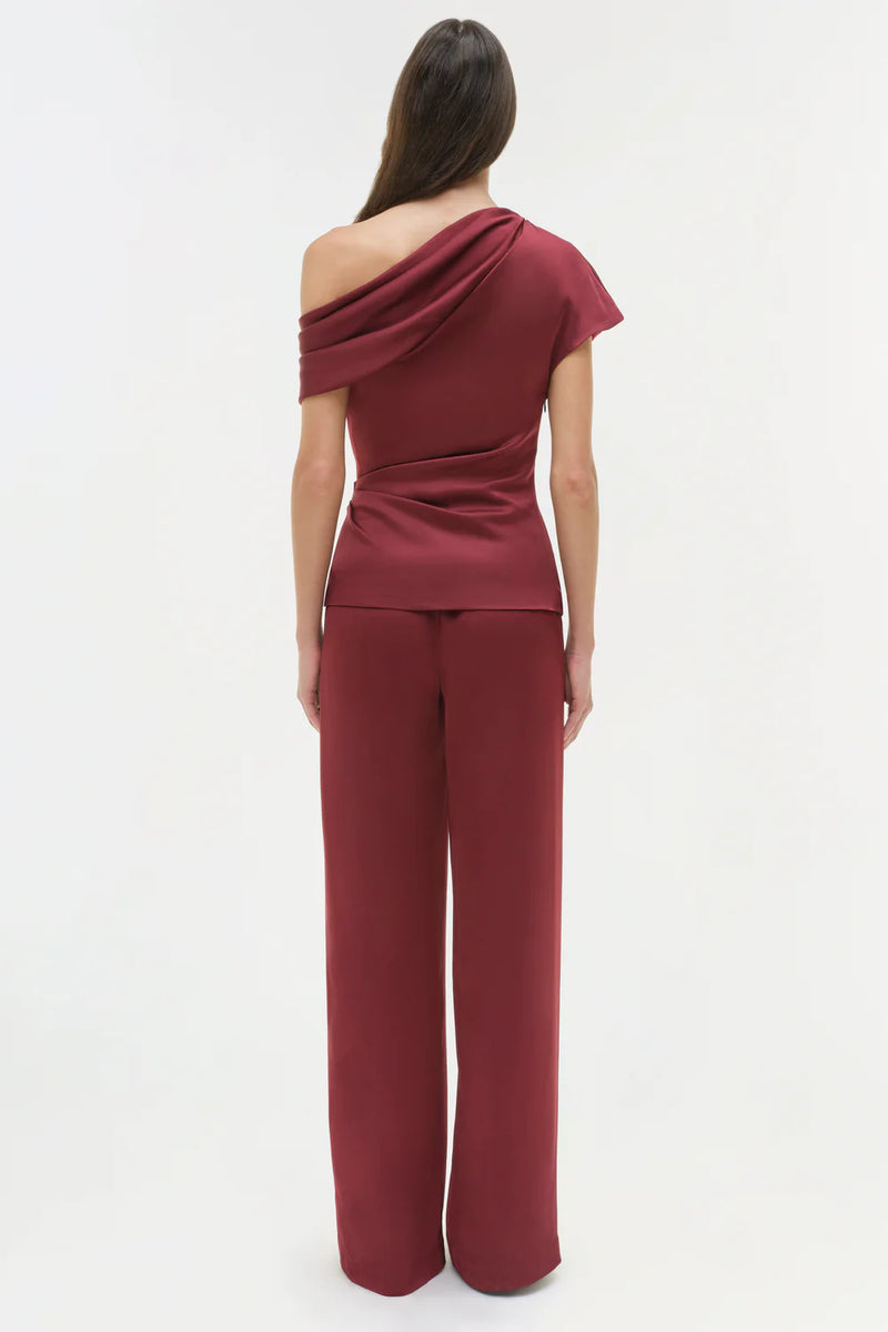Simkhai - Kyra Satin Wide Leg Pant - Cranberry