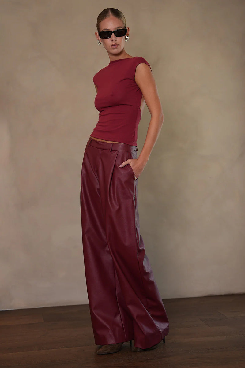Parentezi - Milo Faux Leather Pant - Cherry Red