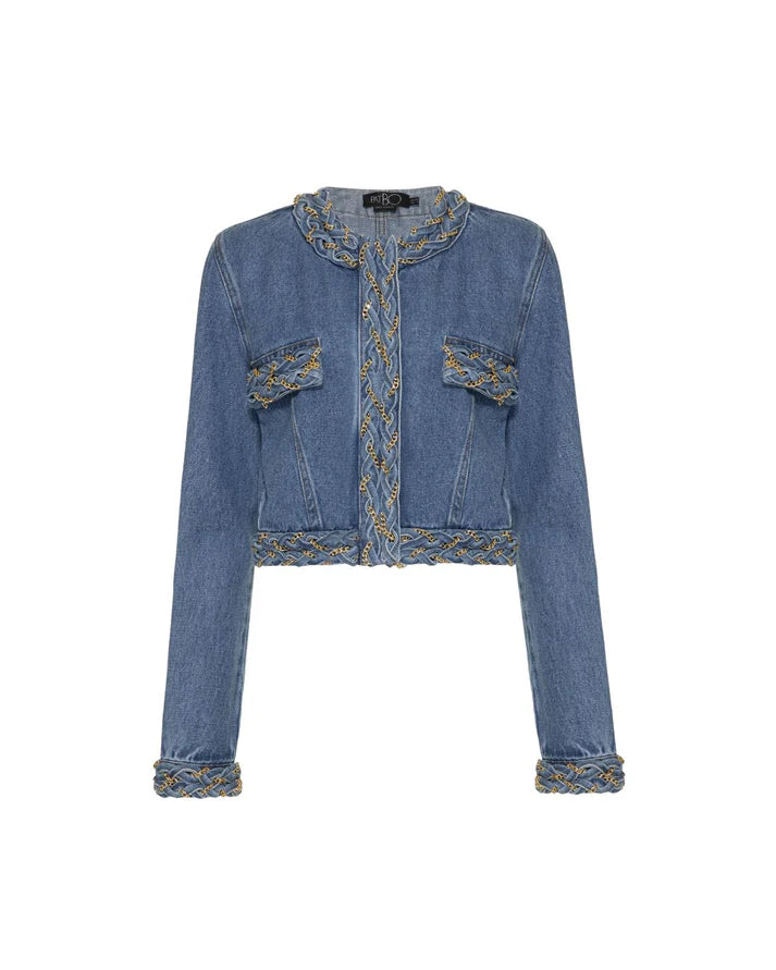 Patbo - Braided Denim Cropped Jacket - Denim