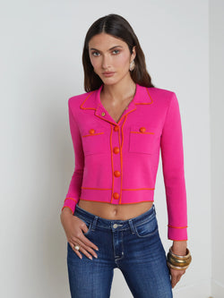 L'agence - Neo Cropped Cardigan - Pink/Orange