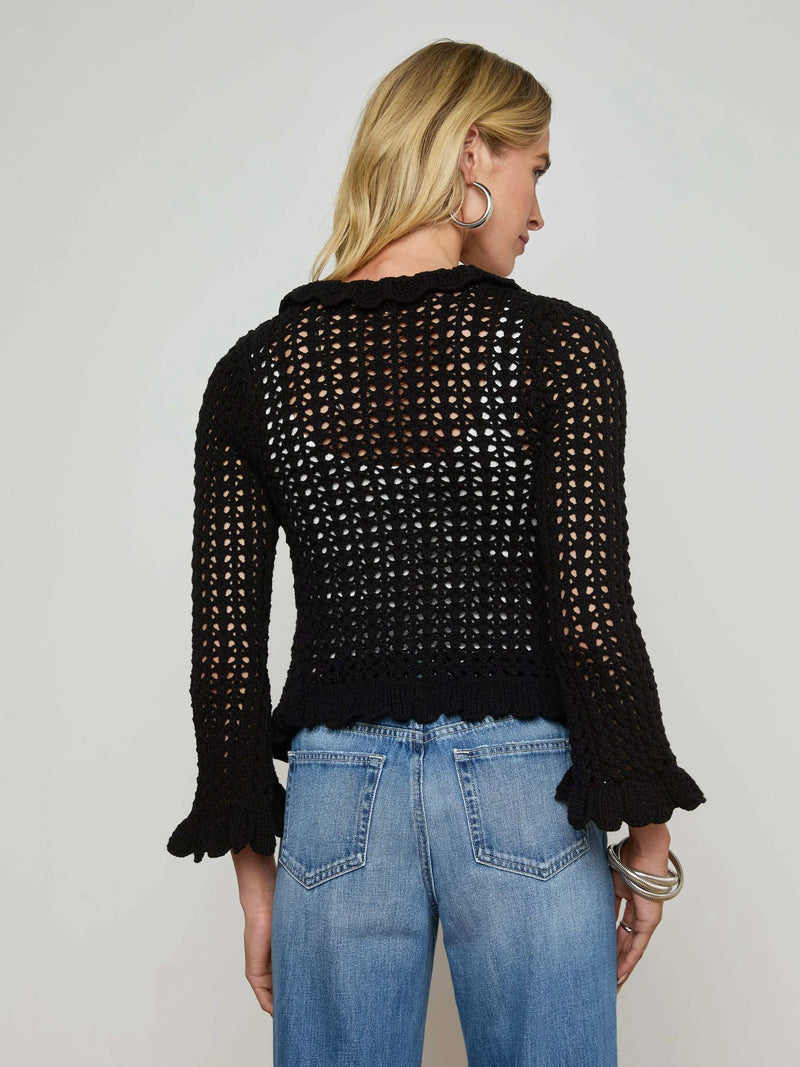 L'agence - Solaris Crocheted Cardigan - Black