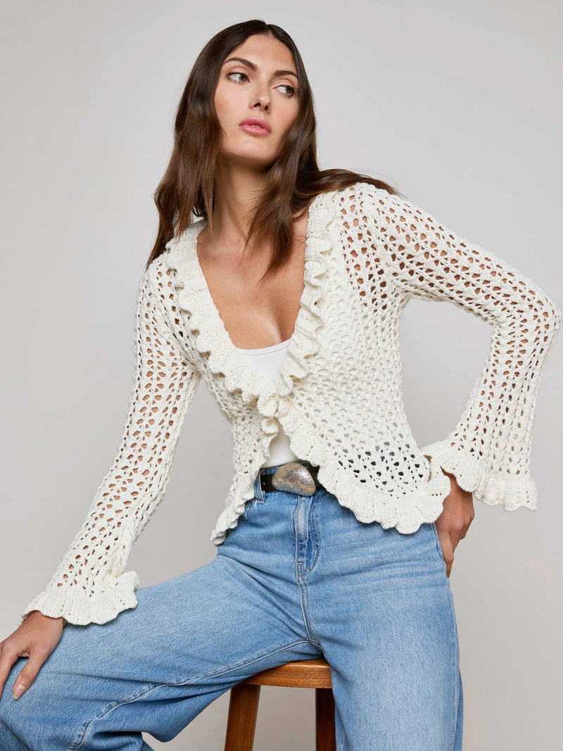 L'agence - Solaris Crocheted Cardigan - Ivory