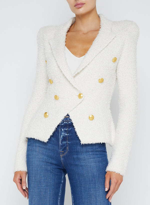 L'agence - Bethany Tapered Knit Blazer - Ivory/Gold