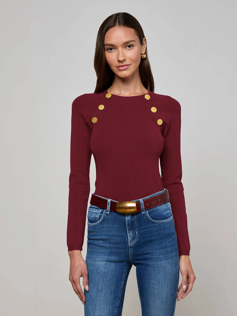L'agence - Gretchen Pullover - Black Cherry/Gold