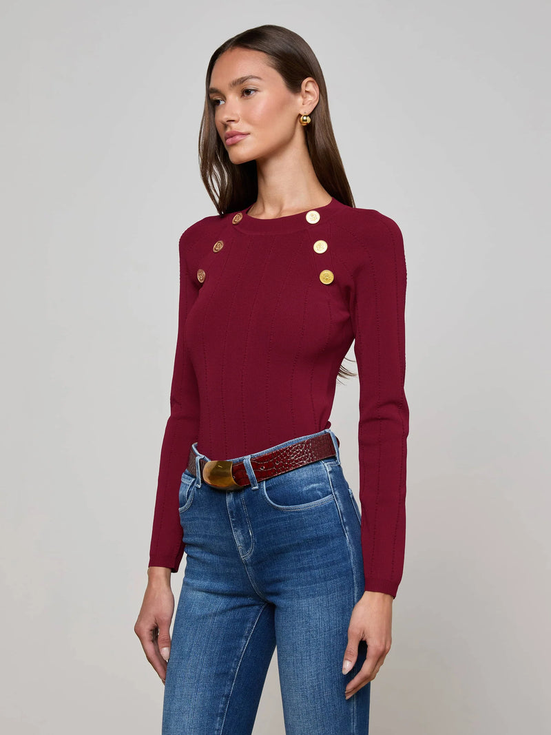 L'agence - Gretchen Pullover - Black Cherry/Gold