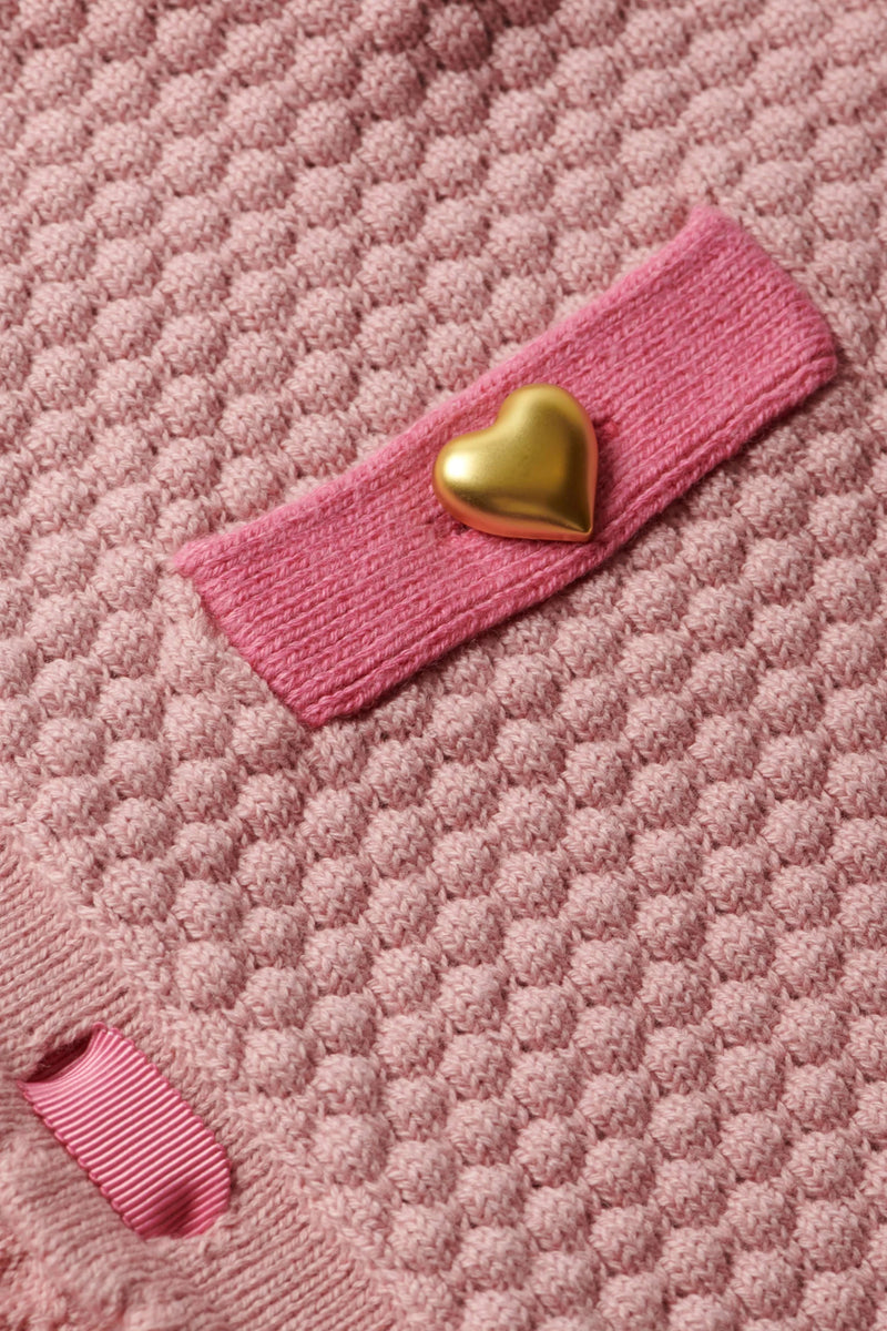 L'agence - Astor Contrast Trim Cardigan - Dusty Pink/Pink