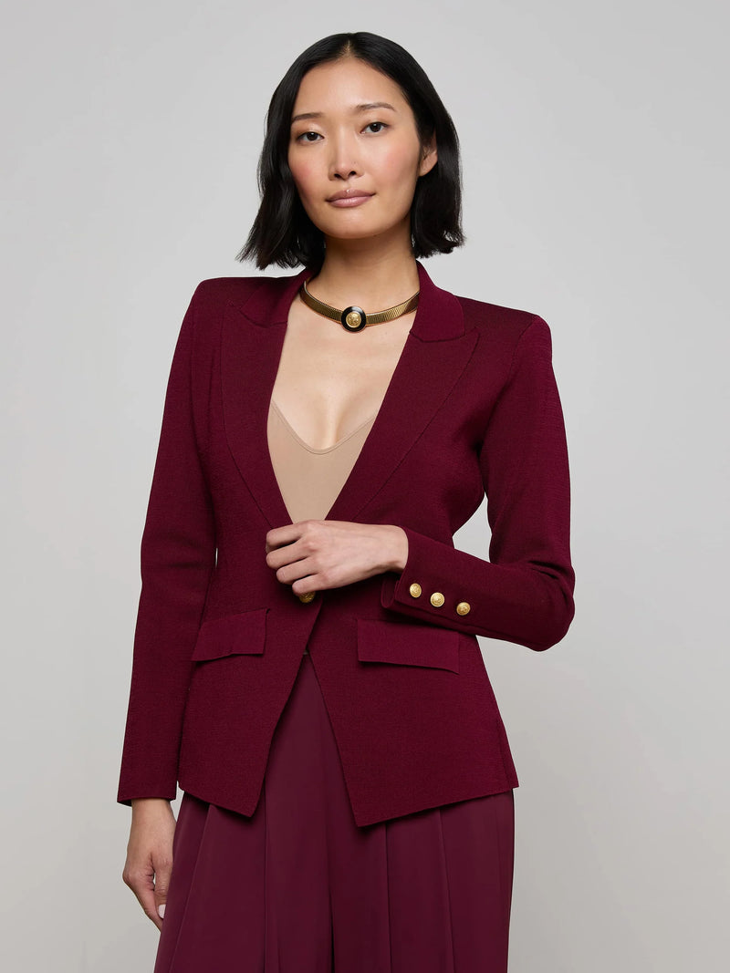 L’agence - Chamberlain Knit Blazer - Dark Port/Gold