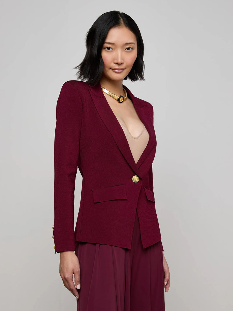 L’agence - Chamberlain Knit Blazer - Dark Port/Gold