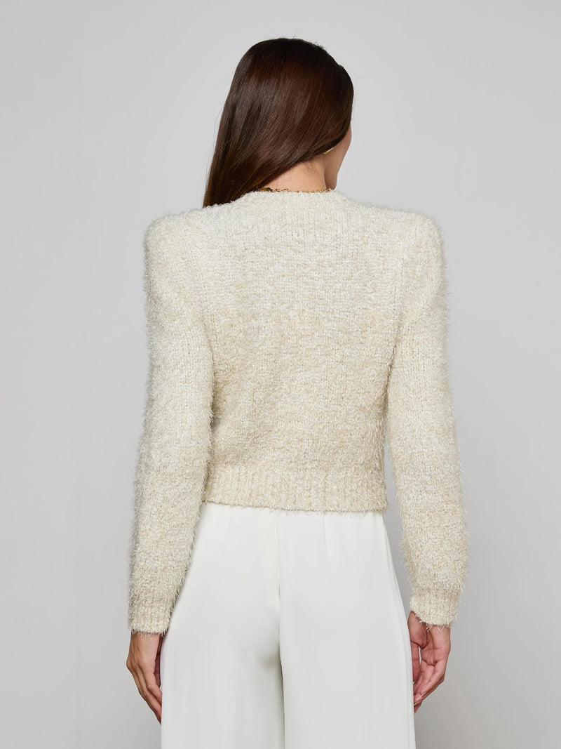 L'agence - Una Knit Cardigan - Ivory/Gold Lurex Multi