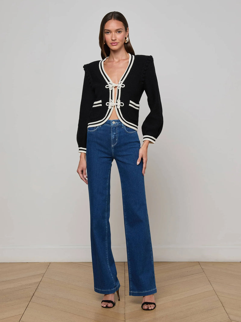 L'agence - Kaito Cropped Cardigan - Black/Ivory