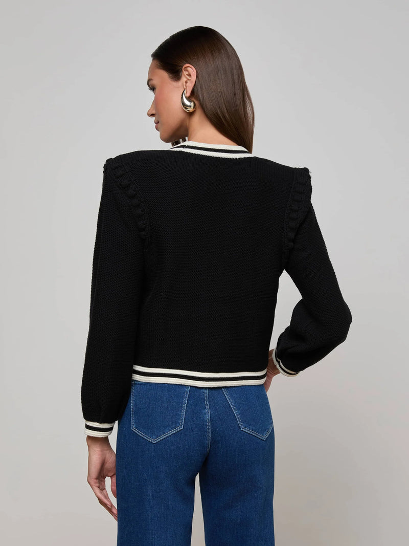 L'agence - Kaito Cropped Cardigan - Black/Ivory