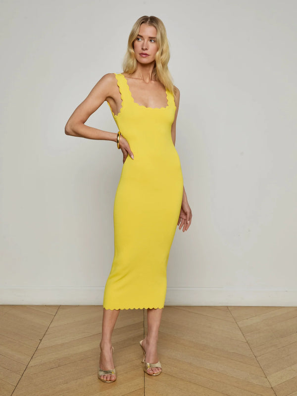 L'agence - Romona Knit Midi Dress - Lemon Tonic